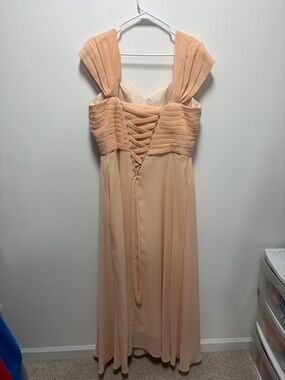 Amazon Peach Chiffon Lace-Up Maxi Dress